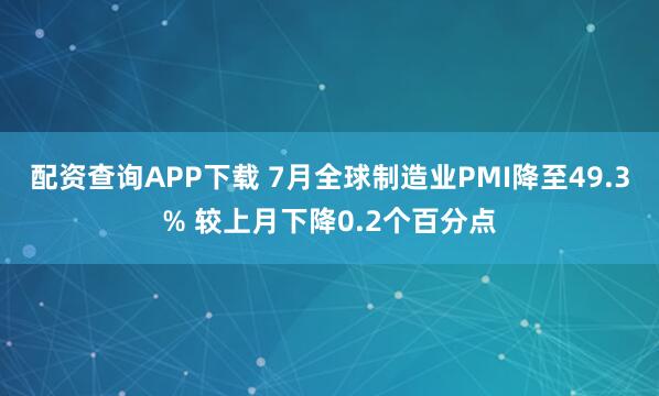 配资查询APP下载 7月全球制造业PMI降至49.3% 较上月下降0.2个百分点