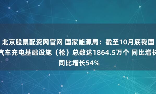 北京股票配资网官网 国家能源局：截至10月底我国电动汽车充电基础设施（枪）总数达1864.5万个 同比增长54%